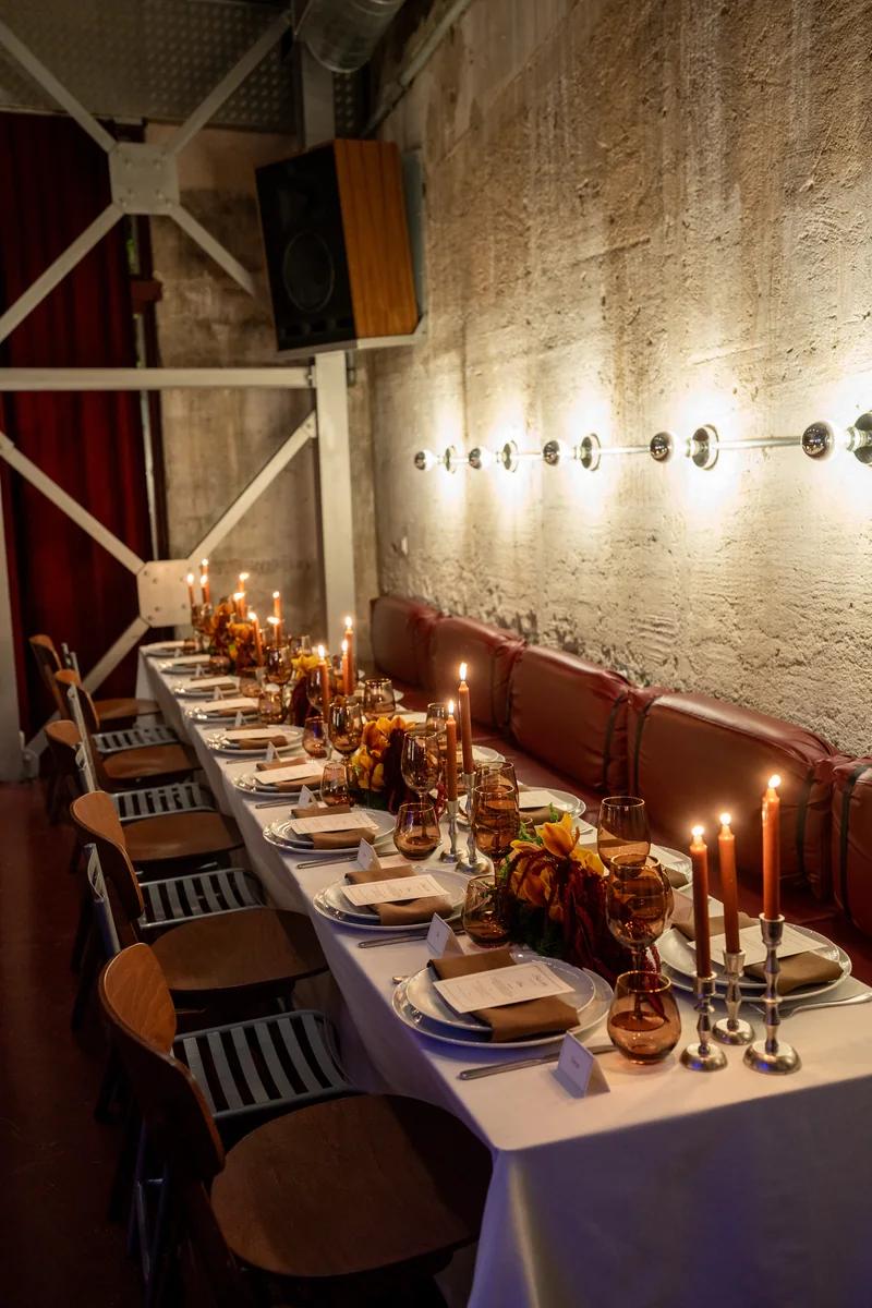 Candlelit private dinner table at Voulkanizater in Athens